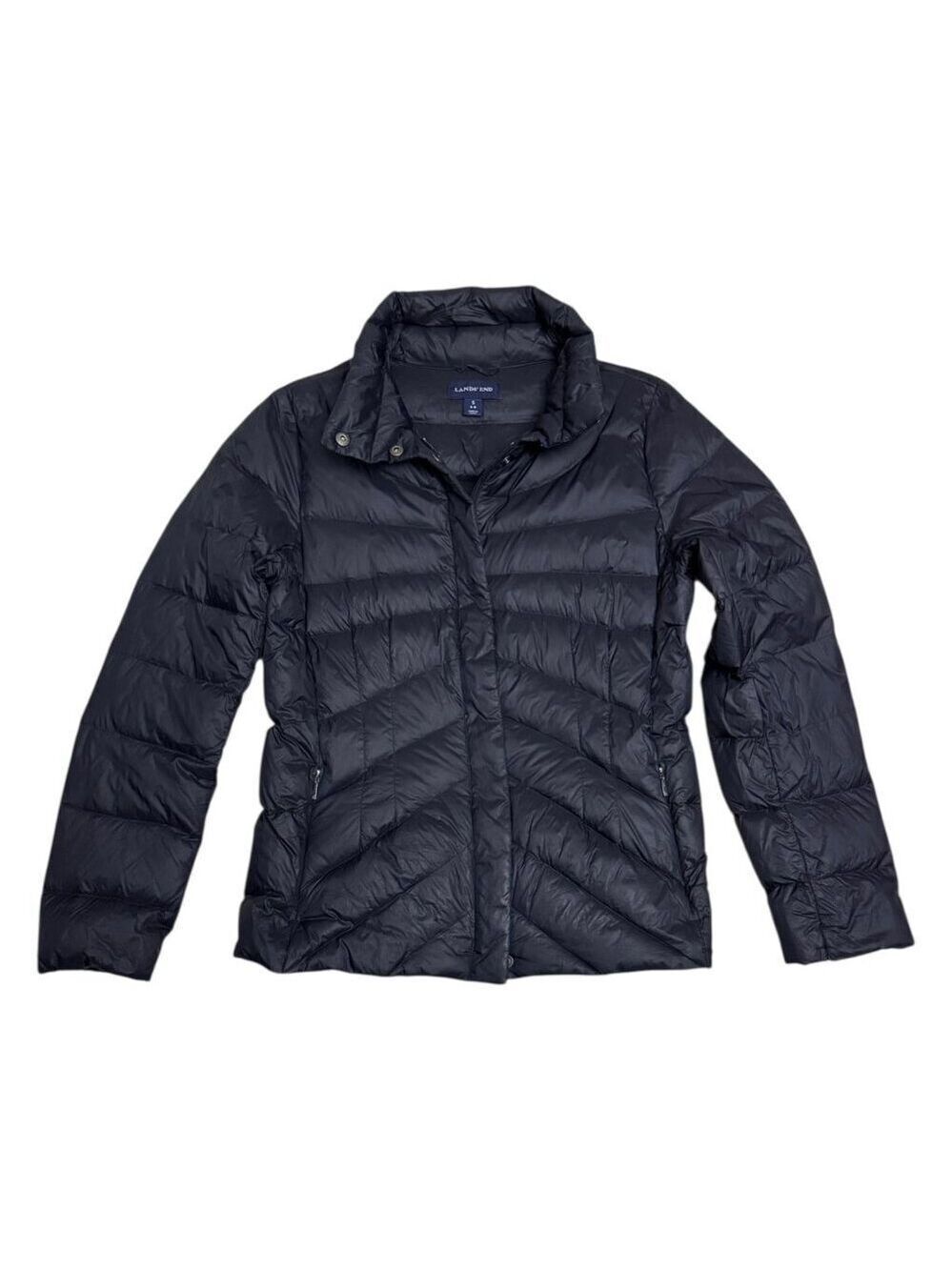 LANDS END DOWN & Feather Fill Winter Puffer Parka Light Jacket Coat Womens Small
